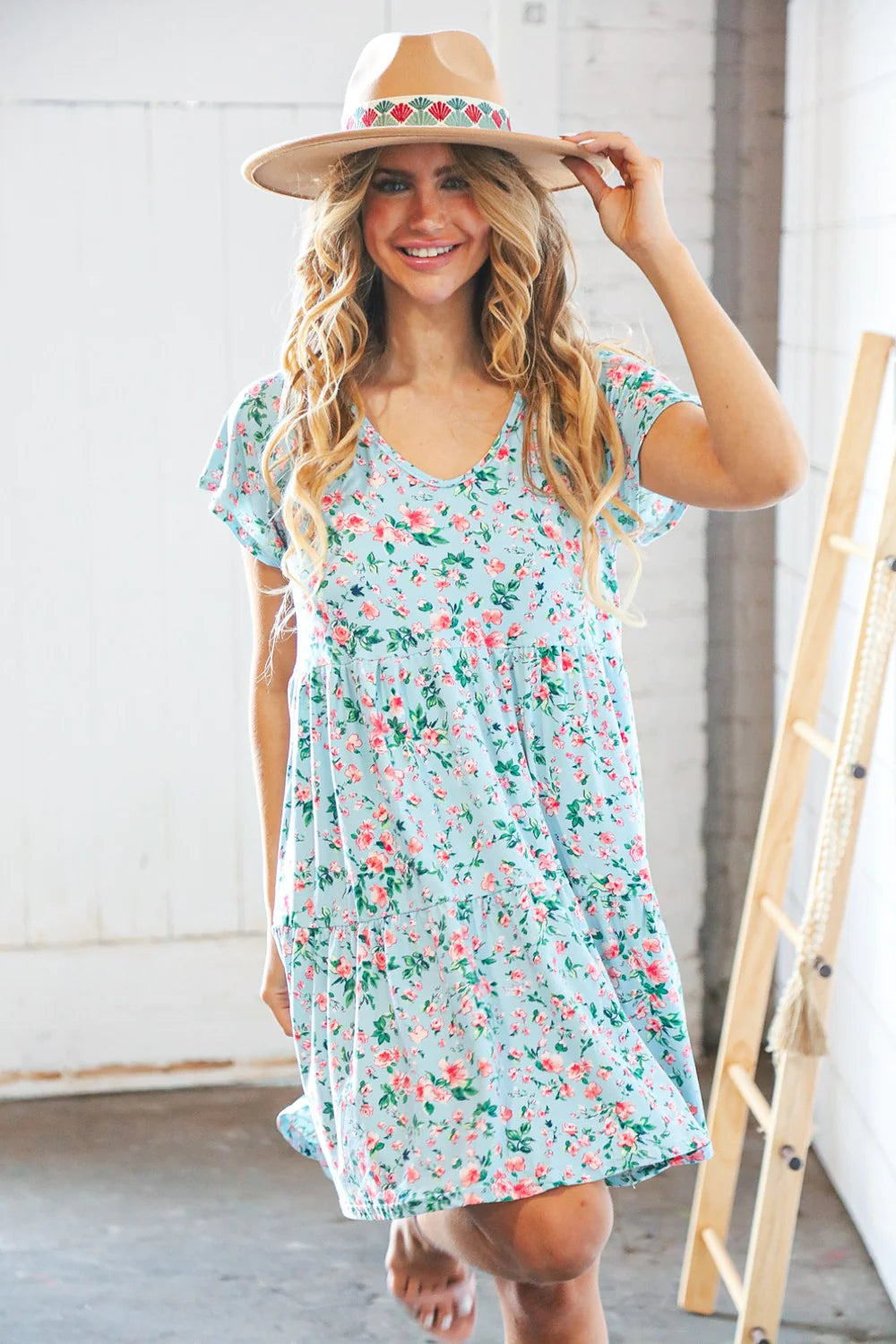 Aqua floral dress sale