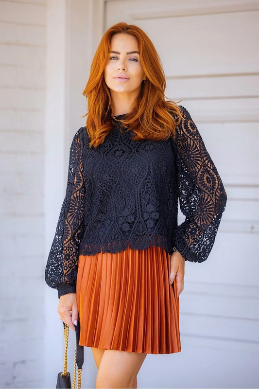 Black Lace Long Sleeve top w/lining