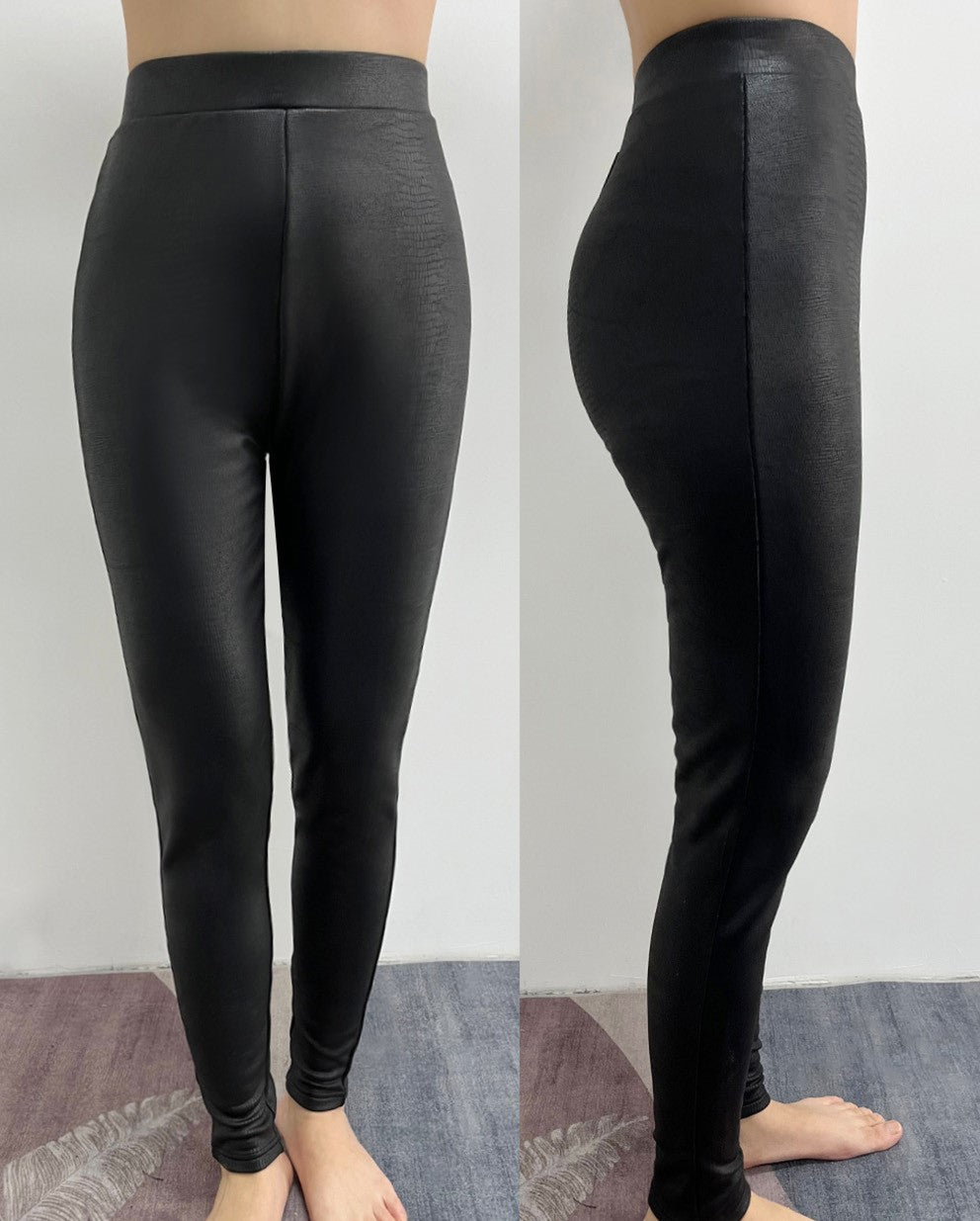 Black Faux Leather Lined Leggings