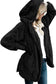 Black Hooded Sherpa Jacket with Pockets