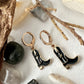 Black"Boot Scootin" Cowboy Boot Charm Hugger Hoop Earrings in Gold