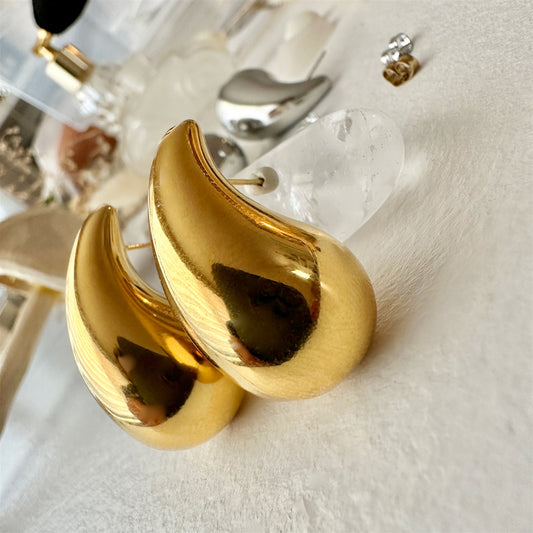 "Kisa" Oversized Teardrop Earrings in Gold