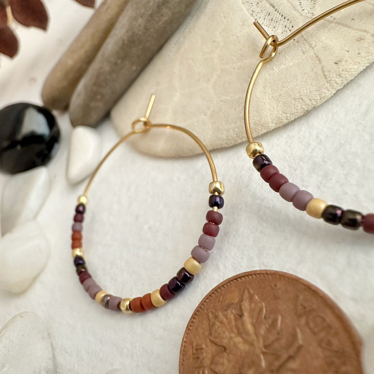 "Memphré" Bead Hoop Earrings in Northern Lake