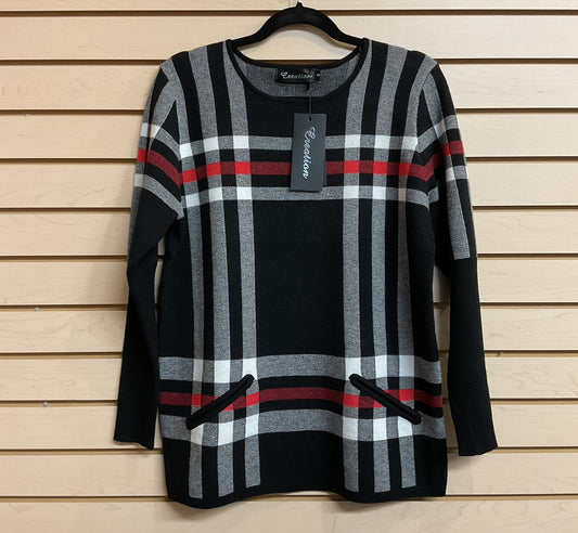 Striped Sweater w/Front Pockets