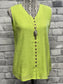 Lime Sleeveless Button Design Top