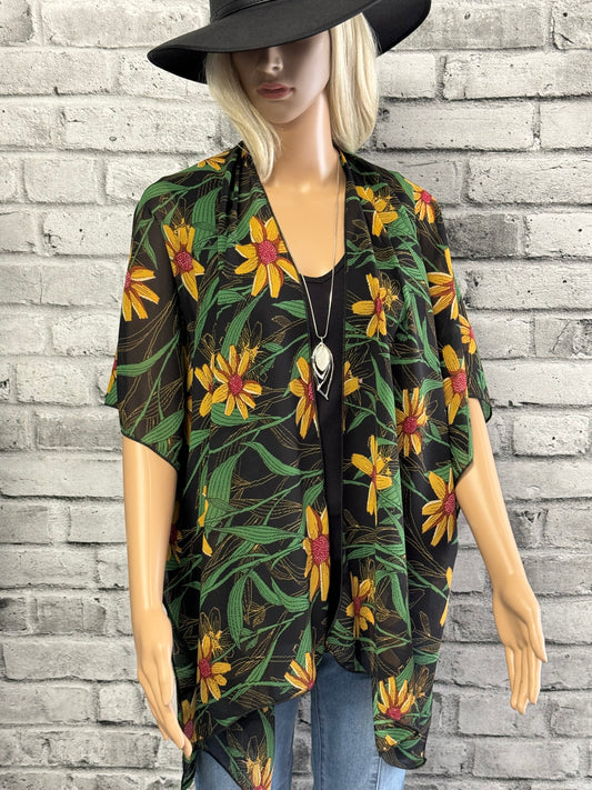 Floral Shrug in Yellow/Green Pattern