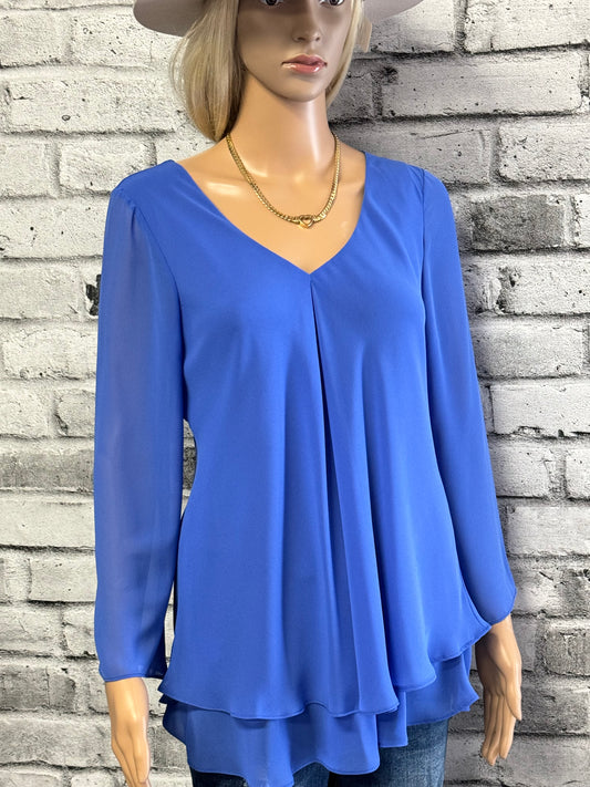 Chiffon Floaty Tunic with V-neck in Periwinkle