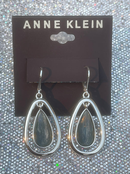 Silvertone & Faceted Stone Drop Earrings