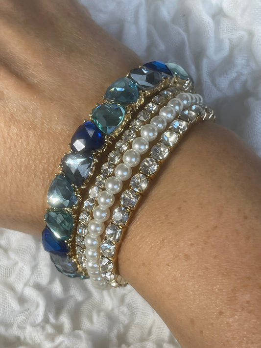 4 Piece Blue Stone Bracelet