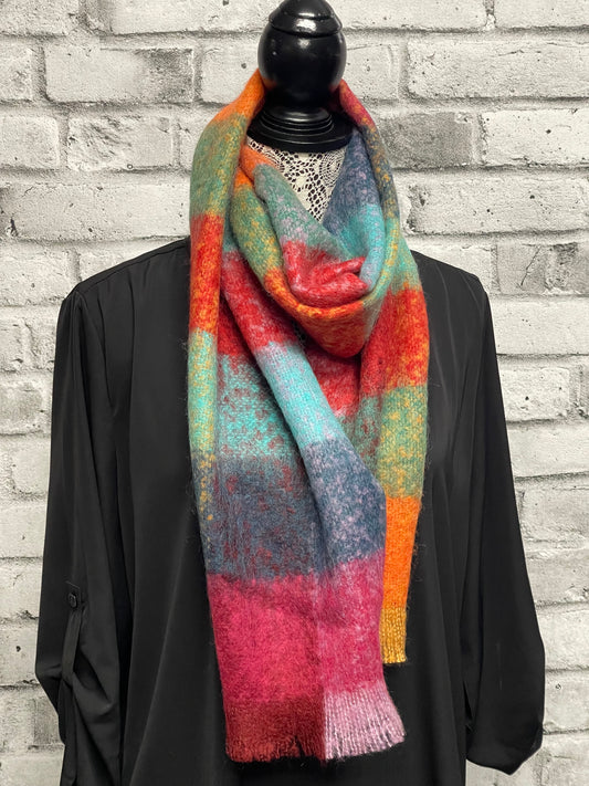 Ladies French Scarf in Multi Block