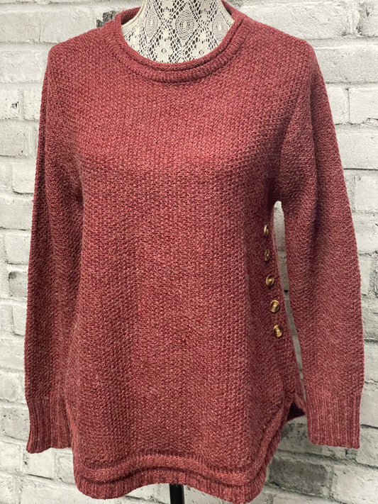 Knit Sweater in Burgundy with Button Detail