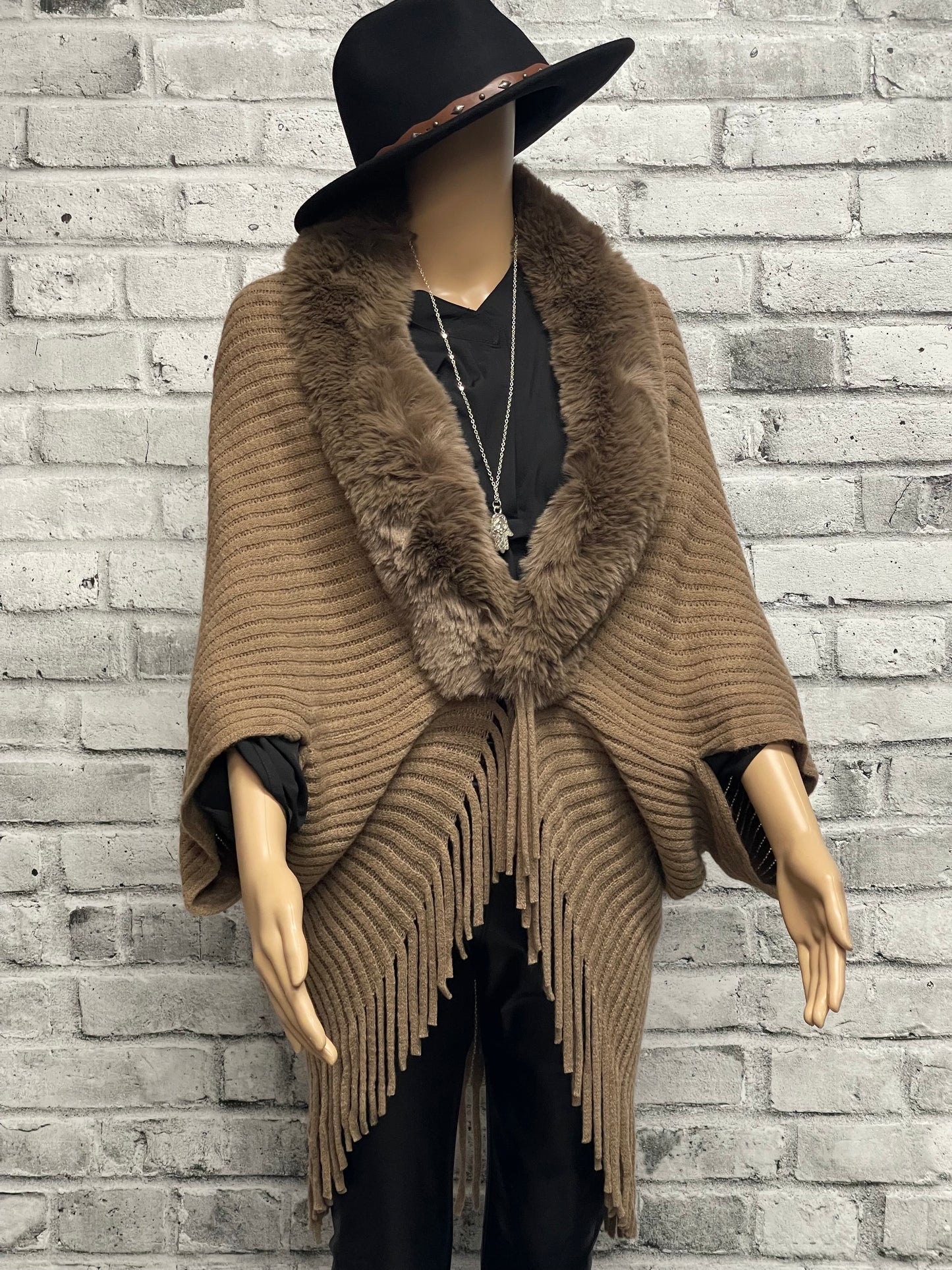 Cocoa Lightweight Faux Fur Trimmed Coverup