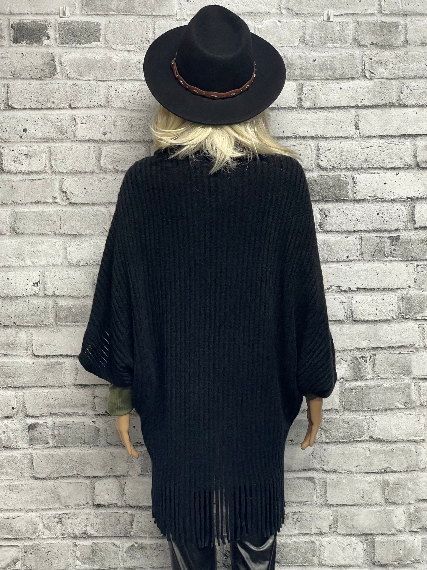 Black Lightweight Faux Fur Trimmed Coverup