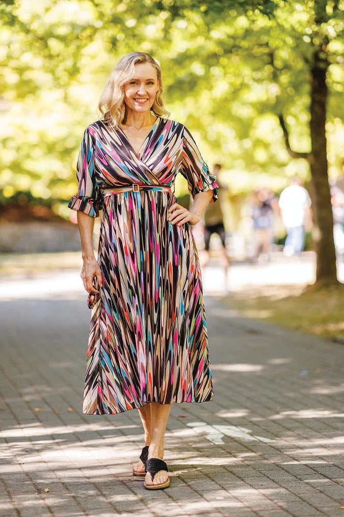 Abstract Pleated Dress