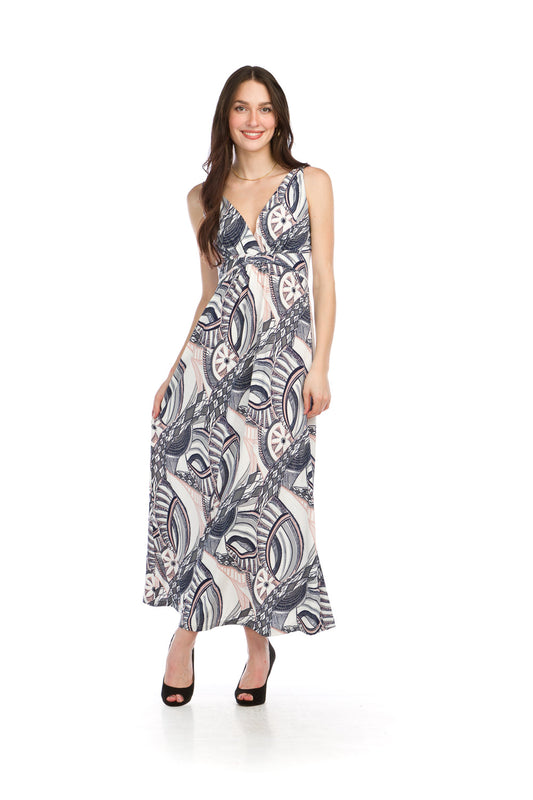 Abstract Print Stretch Maxi Dress