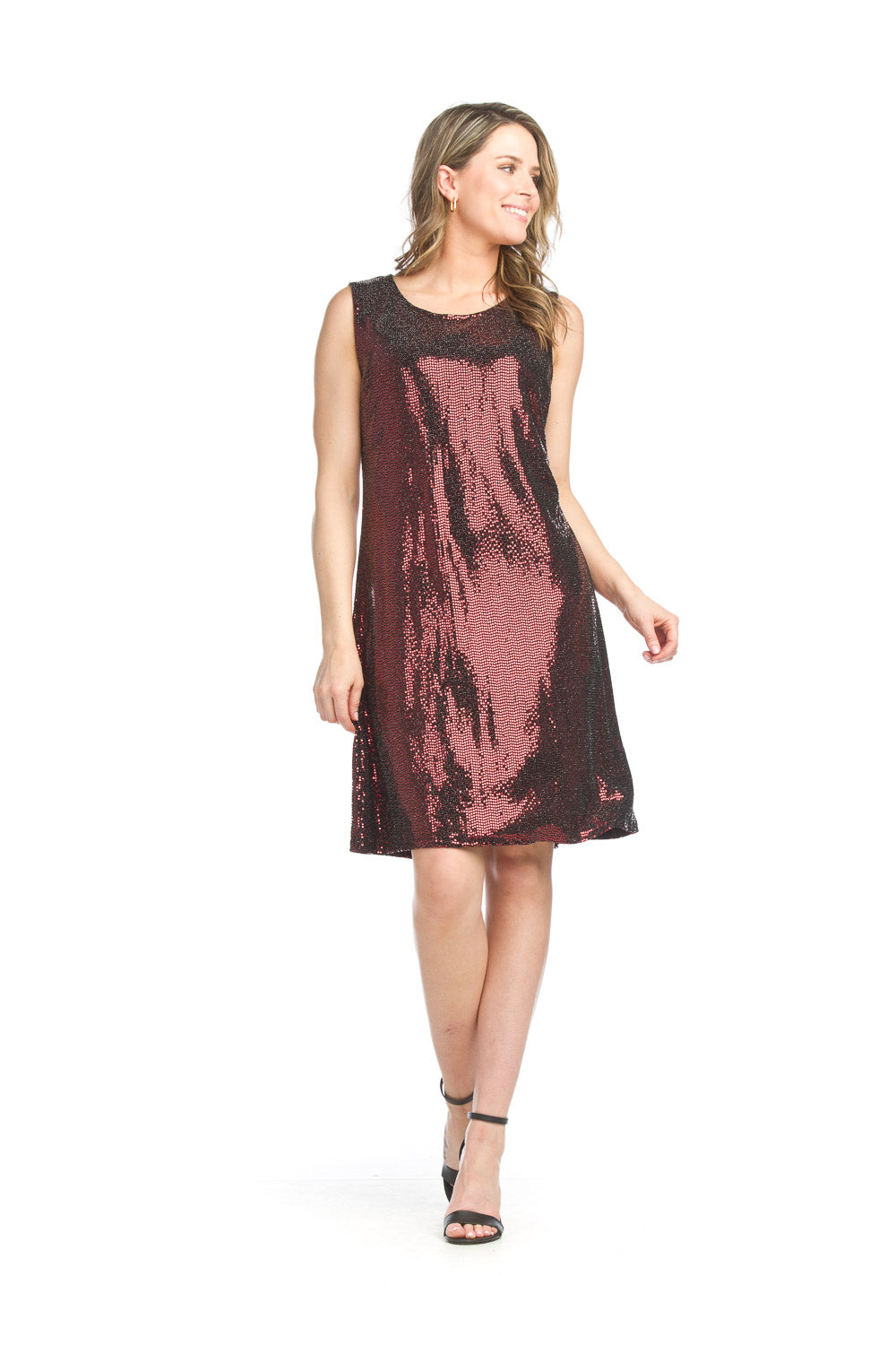 Sequin Stretch Dress in Burgundy