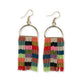 Allison Checkered Beaded Fringe Earrings Multicolor