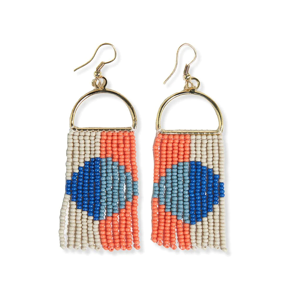 Allison Half Circle Color Block Beaded Fringe Earrings Coastal