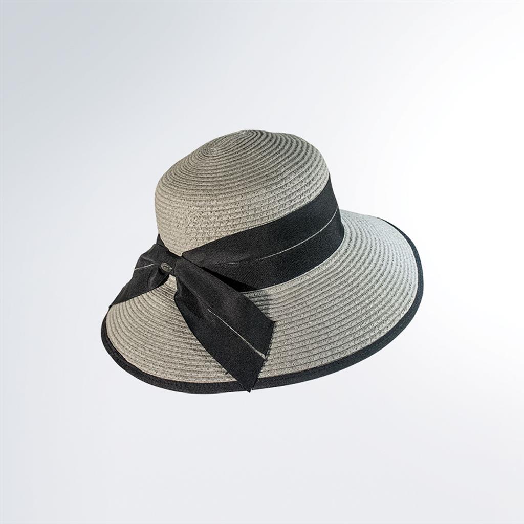 Dukesia Large Cloche w/Large Bow in Grey Black