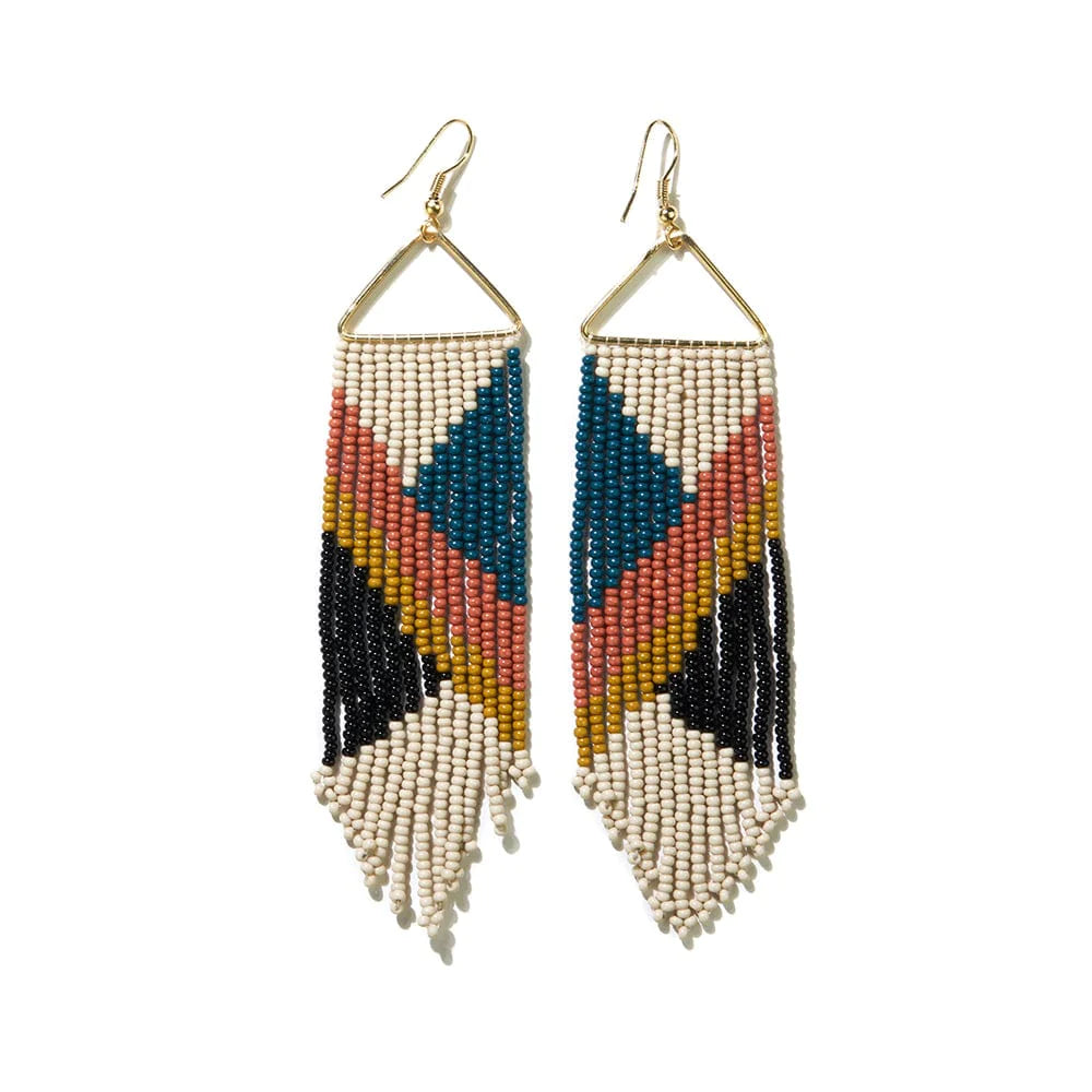 Emilie Angles Beaded Fringe Earrings Rust