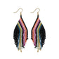 Haley Falling Lines Beaded Fringe Earrings Rainbow/Black