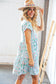 Aqua Floral Tiered Swing Dress