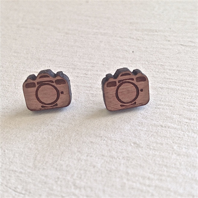 Cherrywood Vintage Style Camera Stud Earrings