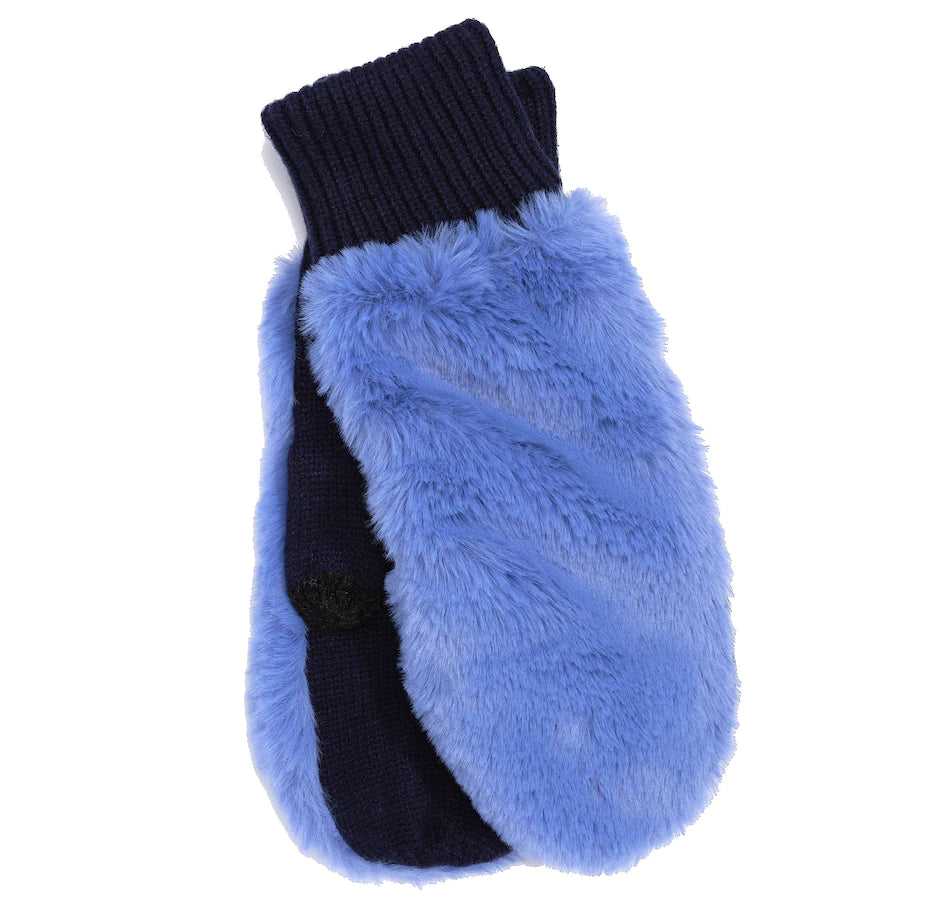 Echo New York Faux Fur Mittens in Violet with Touchscreen