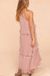 Dusty Rose Halter Neck Ruffle Tiered Pocketed dress