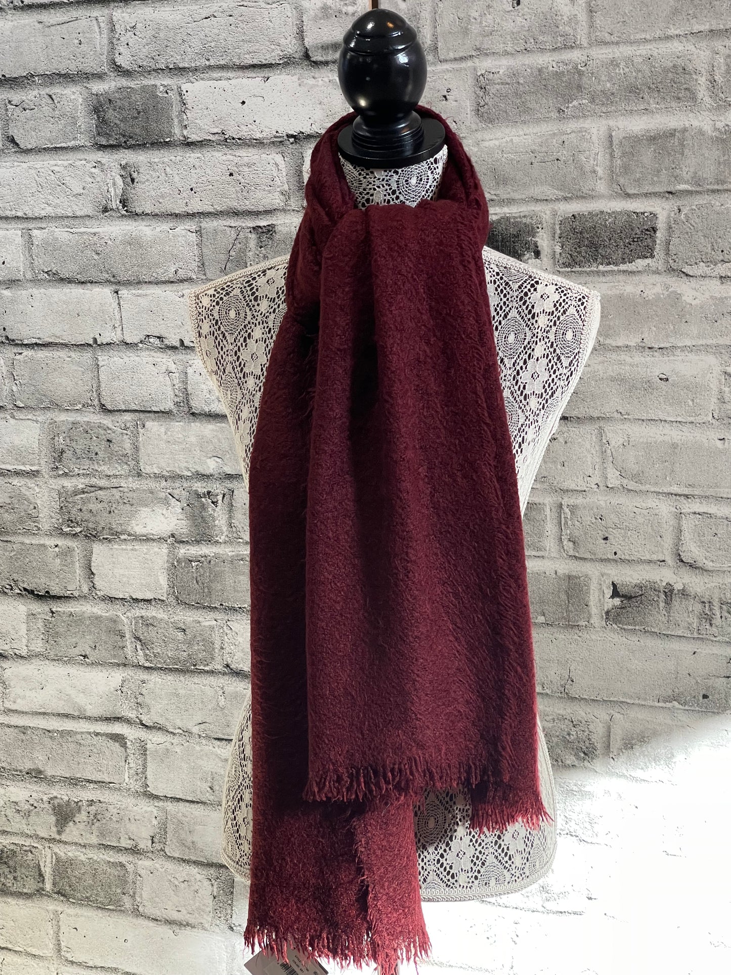 Plush Boucle Scarf in Burgundy