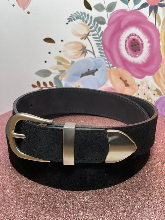 LANDES Women's Leather Belt with Brass Buckle