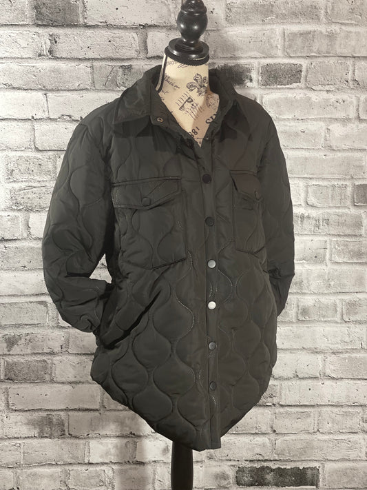 Black Long Sleeve Quilted Puffer