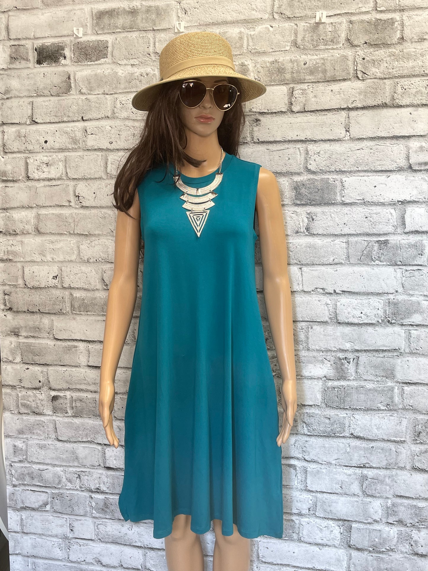 Teal Bamboo Dress with pockets