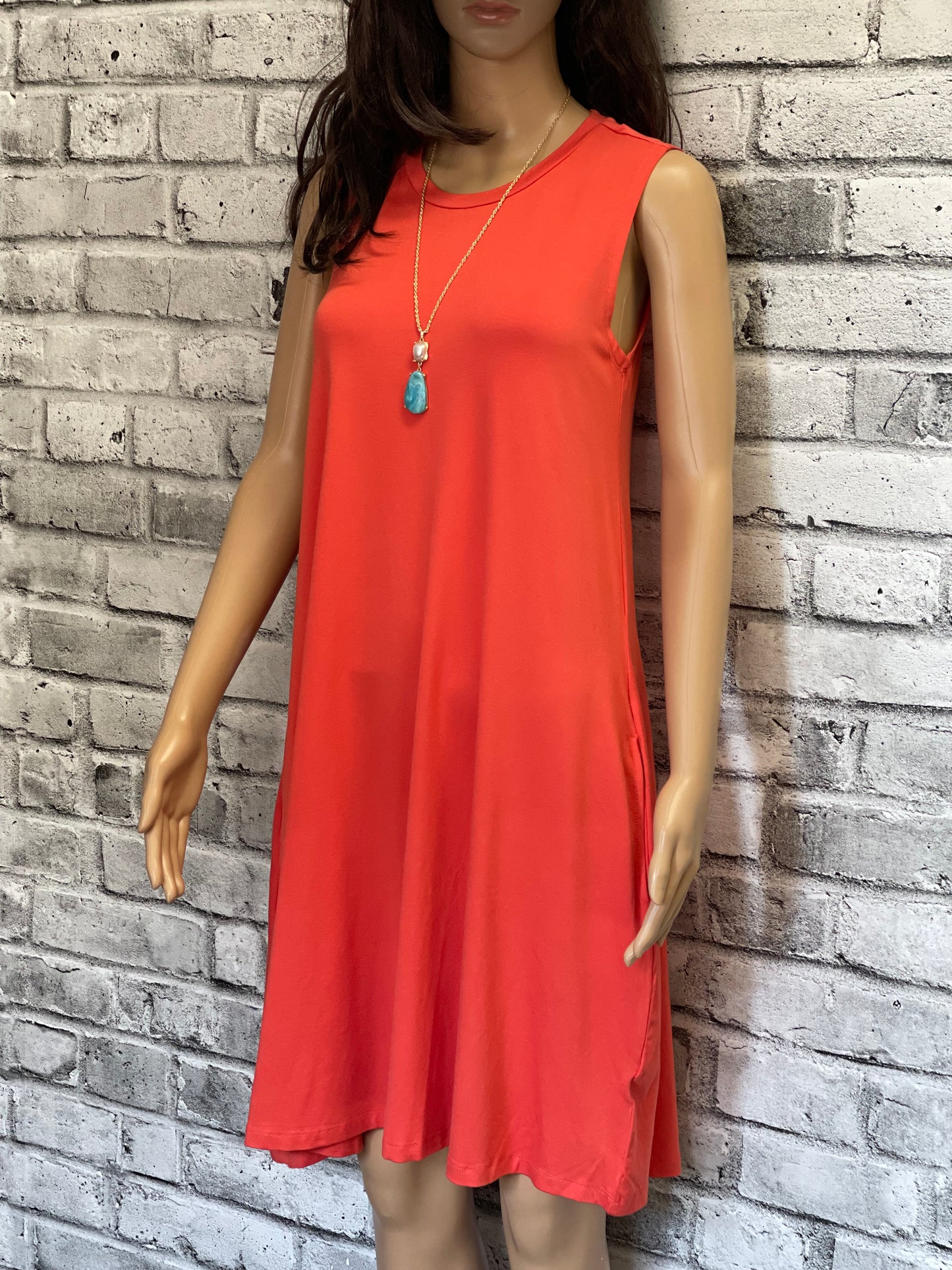 Coral Bamboo Dress with Pockets