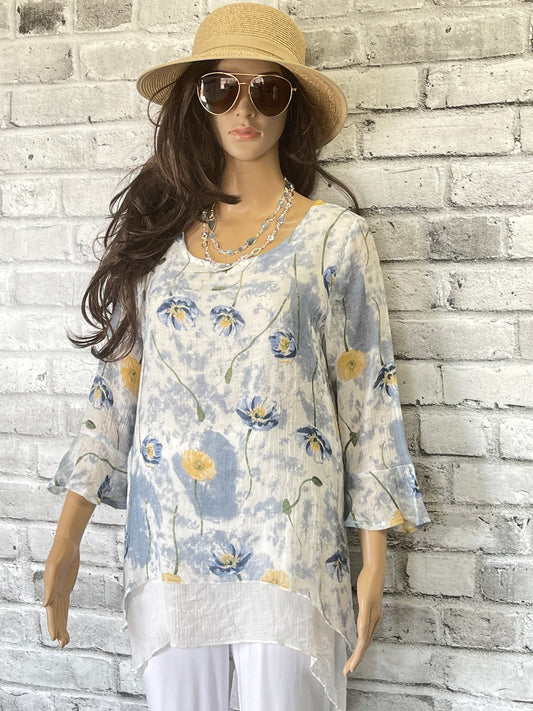 Watercoloured Floral Layered Blouse