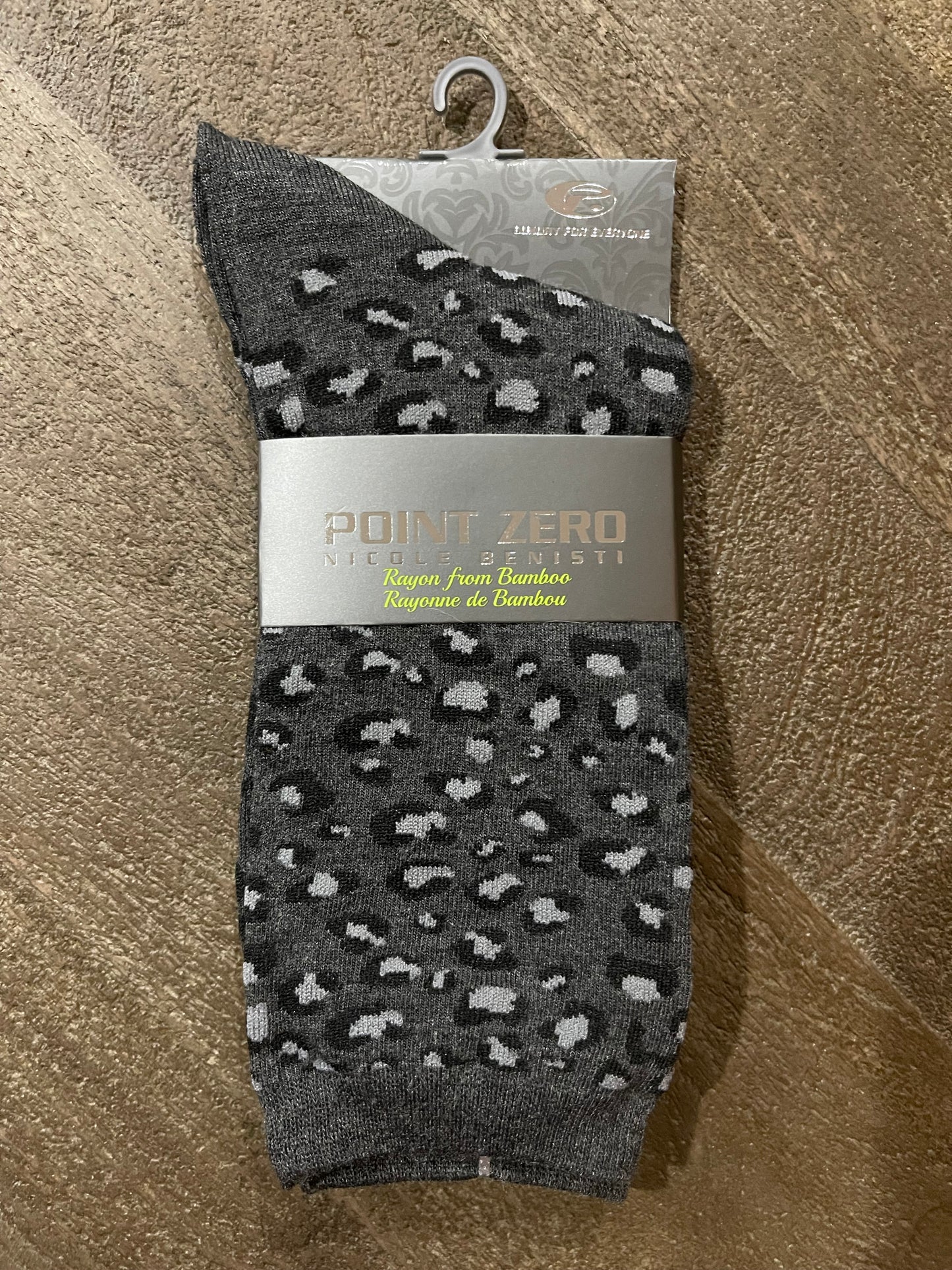 Women's Charcoal Leopard Print Socks