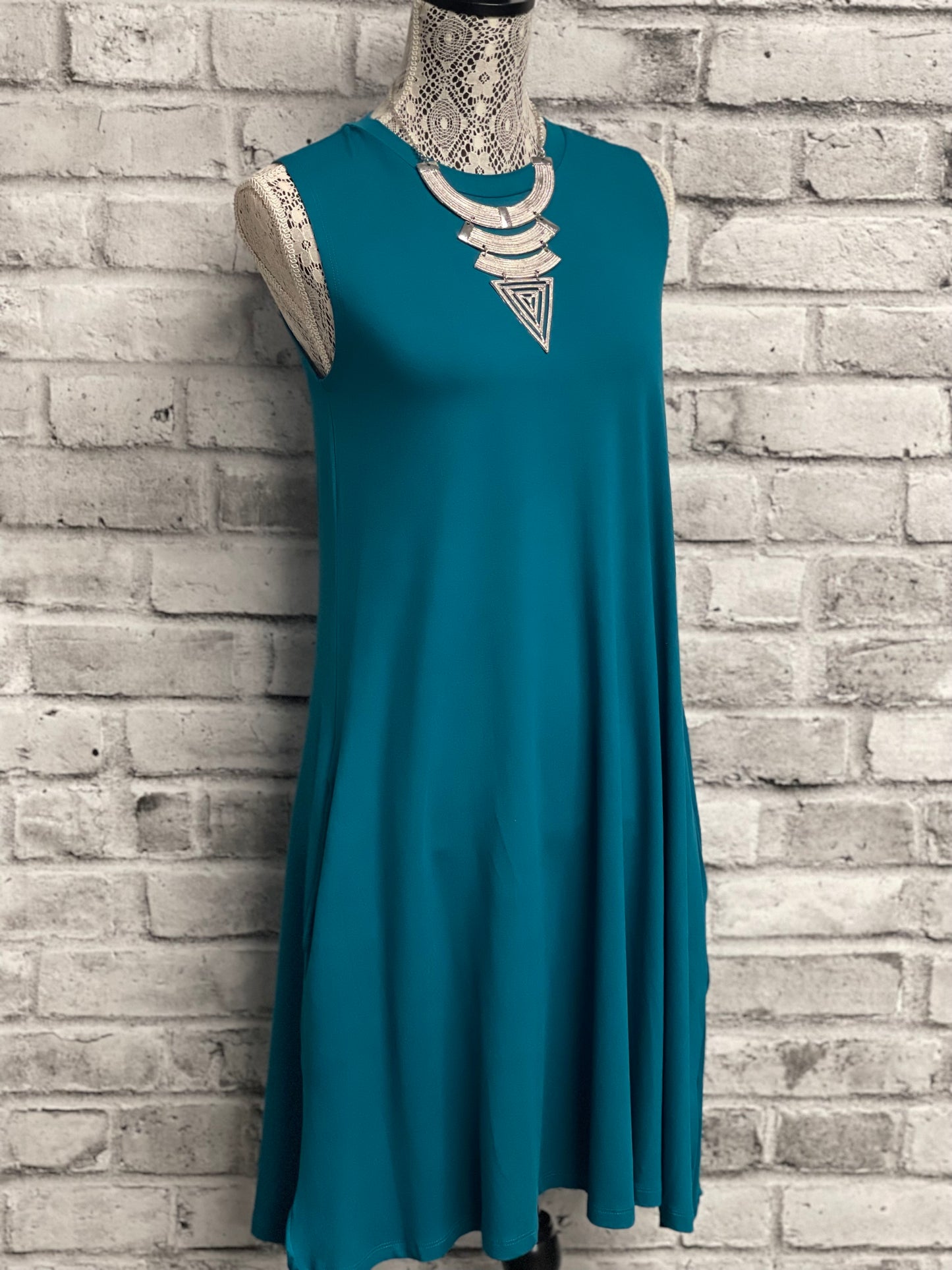 Teal Bamboo Dress with pockets