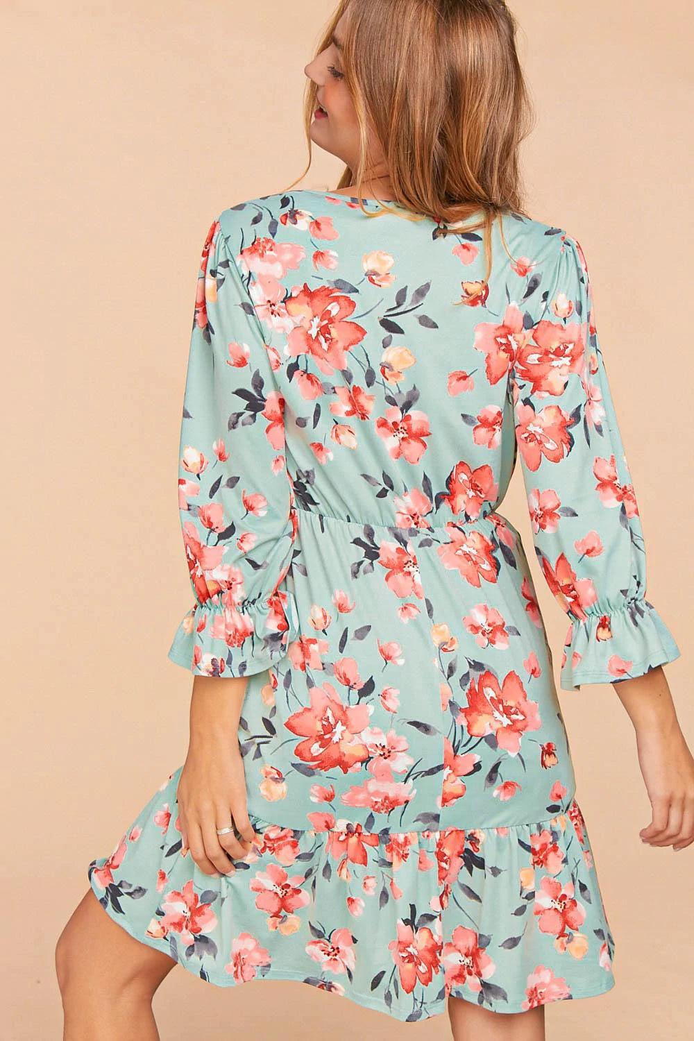 Floral Mint Pocketed Dress