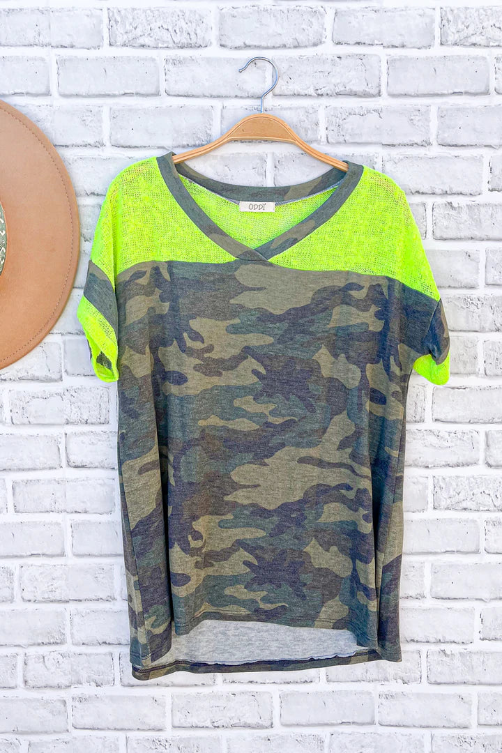 Neon Yellow Camo Design Top