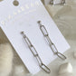 Paperclip Chain Drop Stud Silver Earrings