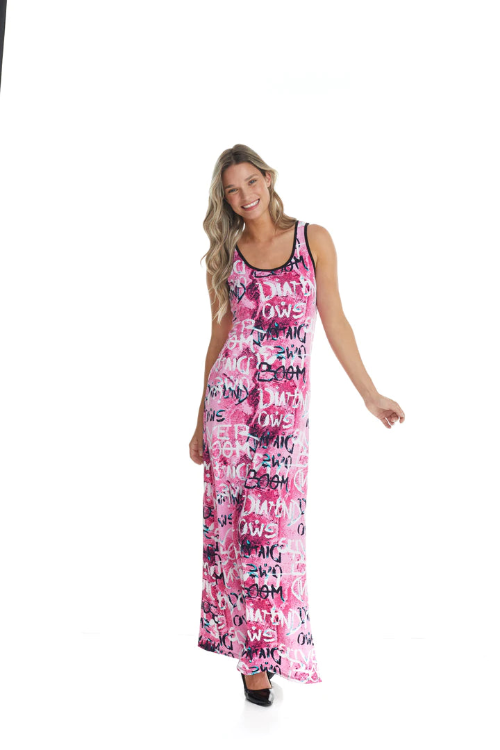 Pink Print Long Dress