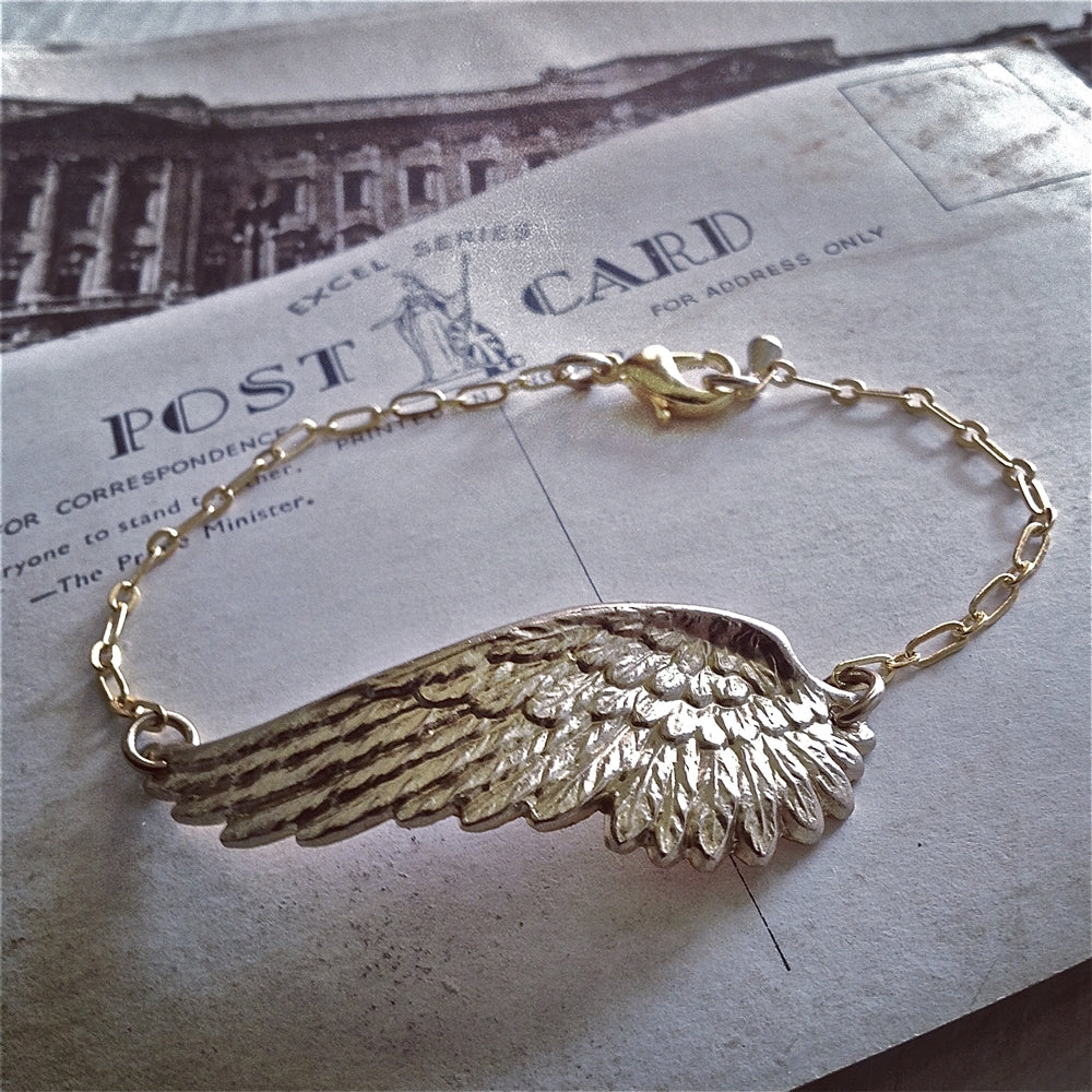 "Icarus" Red Brass Wing Chain Bracelet